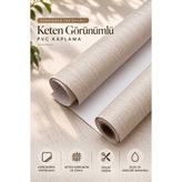 Deconitte Premium Kendinden Yapışkanlı Keten Dokulu PVC Folyo Kaplama, Suya Dayanıklı Mobilya Mutfak Dolabı Duvar Kaplama Folyosu