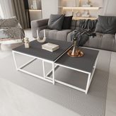 Deconode Prestige Ikili Orta Sehpa Seti - BEYAZ-ANTRASİT