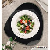 Decorita Cam Tabak | Kahvaltı Tabağı | Cam Supla | 2'li Takım | Düz Renk - Siyah | 32CM x 35CM