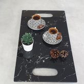 Decorita Cam Tepsi | Siyah Mermer | 29cm x 52cm - Renkli