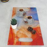 Decorita Cam Tepsi | Yaldızlı Mermer | 29cm x 52cm - Renkli