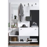 DECORMET Lopp Ayakkabılık KAPAKLI ASKILIKLI AYNALI METAL AYAKLI GİRİŞ MOBİLYASI