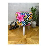 Decosense Pembe Çiçekli Puf Oturan Bench Tabure Koltuk