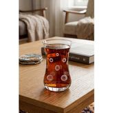 Decostyle Paşabahçe Puantiyeli Ajda Dekorlu 6'lı Çay Bardağı El Dekoru - Beyaz