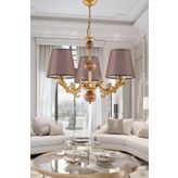 Dede Üç Kollu Eskitme Zamak Metal Avize Kahverengi Şapkalı 70x40 cm