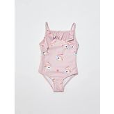 Deep Beach DB200721CM Unicorn Baskılı Fırfır Detaylı Kız Çocuk Mayo