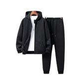 DEEPSENSE Erkek Kışlık Alt Üst Fermuarlı Black Baskılı Takım Sweatshirt Eşofman Altı Casual Günlük Okul Spor