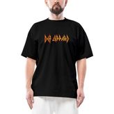 Def Leppard Logo Oversize Siyah Tişört - M