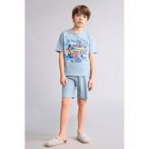 DeFacto %100 Pamuk Baskılı 2'li Pijama Takımı Erkek Bebek G8826A826HS - Mavi - 8 - 9 Yaş