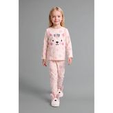 DeFacto %100 Pamuk Hayvan Figürlü ve Kalp Desenli Uzun Kol Üst Lastikli Paça Alt 2'li Pijama Takımı Kız Bebek I3903A526AU - Ekru-ER105 - 12 - 18 Ay