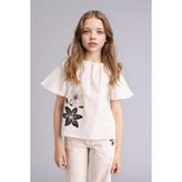 DeFacto %100 Pamuk Kısa Kol Bluz Kız Çocuk G7578A826SM - 8 - 9 Yaş - Beyaz-WT34