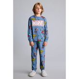 DeFacto %100 Pamuk Marvel Comics Baskılı Uzun Kollu Üst Lastikli Paça Alt Pijama Takımı Erkek Çocuk I1327A826AU - Mavi - 11 - 12 Yaş