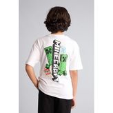 DeFacto %100 Pamuk Minecraft Oversize Tişört Erkek Çocuk G8885A826SM - Beyaz-WT34 - 8 - 9 Yaş