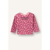 DeFacto %100 Pamuk Regular Fit Bisiklet Yaka Çiçekli Penye Uzun Kollu Tişört Kız Bebek G9383A526SP - Bordo-BR123 - 3 - 4 Yaş