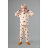 DeFacto %100 Pamuk Uzun Kollu Bisiklet Yaka Üst Jogger Alt Hayvan Baskılı 2'li Pijama Takımı Erkek Bebek H6537A526AU - Bej - 3 - 4 Yaş