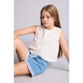 DeFacto %100 Pamuk Yıldız Desenli Kolsuz Beyaz Bluz Kız Çocuk G7419A826HS