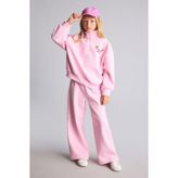 DeFacto Baskılı Yarım Fermuarlı Sweatshirt Geniş Paça Eşofman Altı 2'li Takım Kız Çocuk F8401A826WN