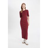 DeFacto Bodycon Vücuda Oturan Basic Fitilli Kaşkorse Maxi Elbise D8623AX24AU