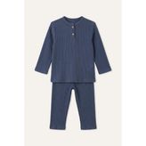 DeFacto Fitilli Kaşkorse Uzun Kollu Pijama Üstü Uzun Pijama Altı 2'li Pijama Takımı Erkek Bebek I1314A526AU - Indigo - 2 - 3 Yaş