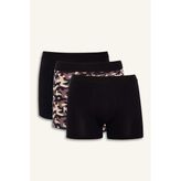 Defacto G3839AXBK81 Siyah Regular Fit Desenli 3'lü Boxer