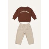 DeFacto I0701A526AU Bisiklket Yaka Nakışlı Sweatshirt Esnek Belli Pantolon 2'li Erkek Bebek Takım