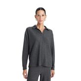 DeFacto Kadın Antrasit Relax Fit Polo Yaka Casual Fitilli Kaşkorse Uzun Kollu Tişört XL