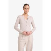 DeFacto Kadın Uzun Kol T-shirt G6337AX/BG588 BEIGE MELANGE