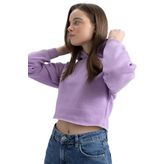 DeFacto Kapüşonlu Basic Crop Sweatshirt Mor L