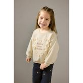 DeFacto Kız Bebek Oversize Geniş Kalıp Bisiklet Yaka Çiçekli Nakışlı İçi Yumuşak Tüylü Sweatshirt G6837A525C