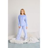 DeFacto Kız Çocuk Pijama Takımı Polar Uzun Kollu Üst Uzun ALT D1068A825WN - Mavi-BE250 - 7 - 8 Yaş