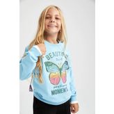 Defacto Kiz Çocuk Regular Fit Bisiklet Yaka Sweatshirt