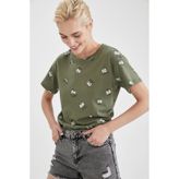 DeFacto M4991AZ.19SM.GD2 Altın V Yaka Regular Fit Kısa Kollu Kadın T-shirt