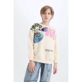 DeFacto Oversize Bisiklet Yaka Baskılı Sweatshirt Erkek Çocuk D7114A824WN