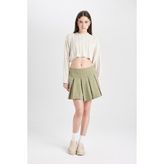 DeFacto Piliseli Normal Bel Basic Gabardin Mini Etek D5265AX24AU - Haki-KH461 - 40