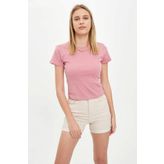DeFacto R5585AZ.20SM.PN592 Pembe Basic Regular Fit Kısa Kollu Kadın T-shirt