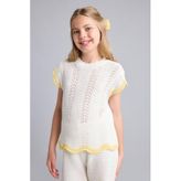 DeFacto Regular Fit Ajurlu Sarı Biyeli Ekru Bluz Kız Çocuk I1562A826HS