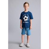 DeFacto Regular Fit Baskılı 2'li İndigo Pijama Takımı Erkek Çocuk H8193A826HS - Indigo - 11 - 12 Yaş