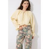 DeFacto Regular Fit Büzgülü Balon Kollu Crop Poplin Basic Bluz