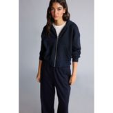DeFacto Regular Fit Kapüşonlu Kalın Fermuarlı Basic Hırka - Lacivert