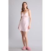 DeFacto Regular Fit V Yaka Saten Askılı Açık Pembe Gecelik H0364AX26SM