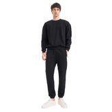 DeFacto Slim Fit Dar Kesim Fermuar Cepli Pike Eşofman Altı, XS, D5258AX25SP, Siyah-BK81, Erkek