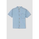 DeFacto W8093A622SM Erkek Çocuk Regular Fit Hakim Yaka Jean Kısa Kollu Gömlek