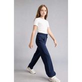 DeFacto Wide Leg Elastik Bağlamalı Bel Pamuklu Eşofman Altı Kız Çocuk I1621A826AU - Lacivert-NV241 - 7 - 8 Yaş