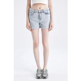 DeFacto Y8861AZ22HS Wanna Katlamalı Paça Yıkamalı Jean Mini Şort