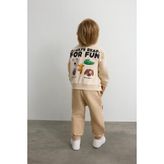 DeFacto%100 Pamuk Oversıze Hayvan Baskılı İçi Yumuşak Tüylü İnce Sweatshirt Kumaşı Sweatshirt Erkek Bebek