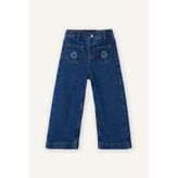 DeFacto%100 Pamuk Wide Leg Nakışlı Jean Pantolon Kız Bebek G8187A526SP