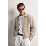 DEFEND Oversize Fit Çift Fermuarlı Erkek Triko Ceket