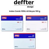 Deffter Index Cards 100'lü A6 Beyaz 160 gr Defter