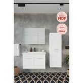 Defne 80 Cm %100 Mdf Banyo Dolabı Aynalı Dolaplı Üst Dolap Lavabo Boy Dolabı Beyaz