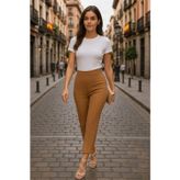 Defy Moda Kadın Yüksek Bel Ithal Krep Pantolon